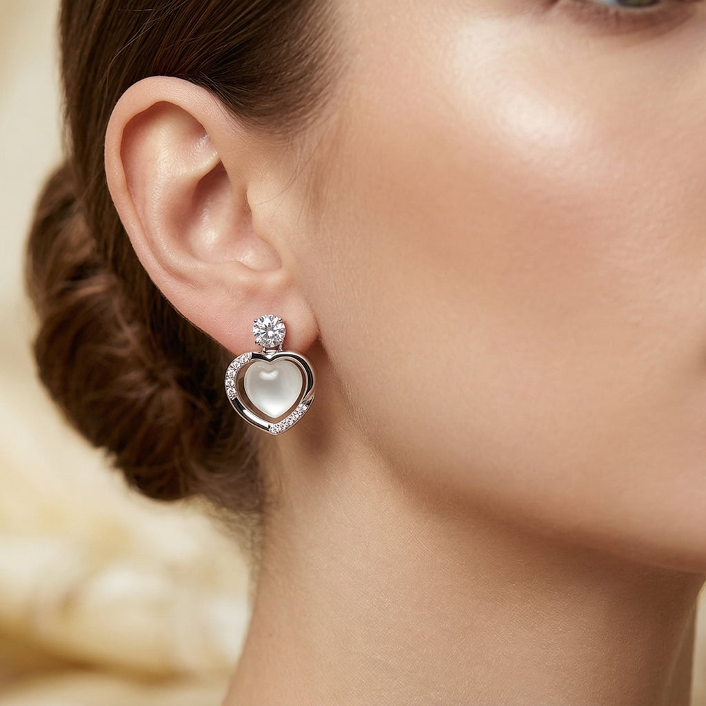 Elegant Heart Crystal Stud Earrings