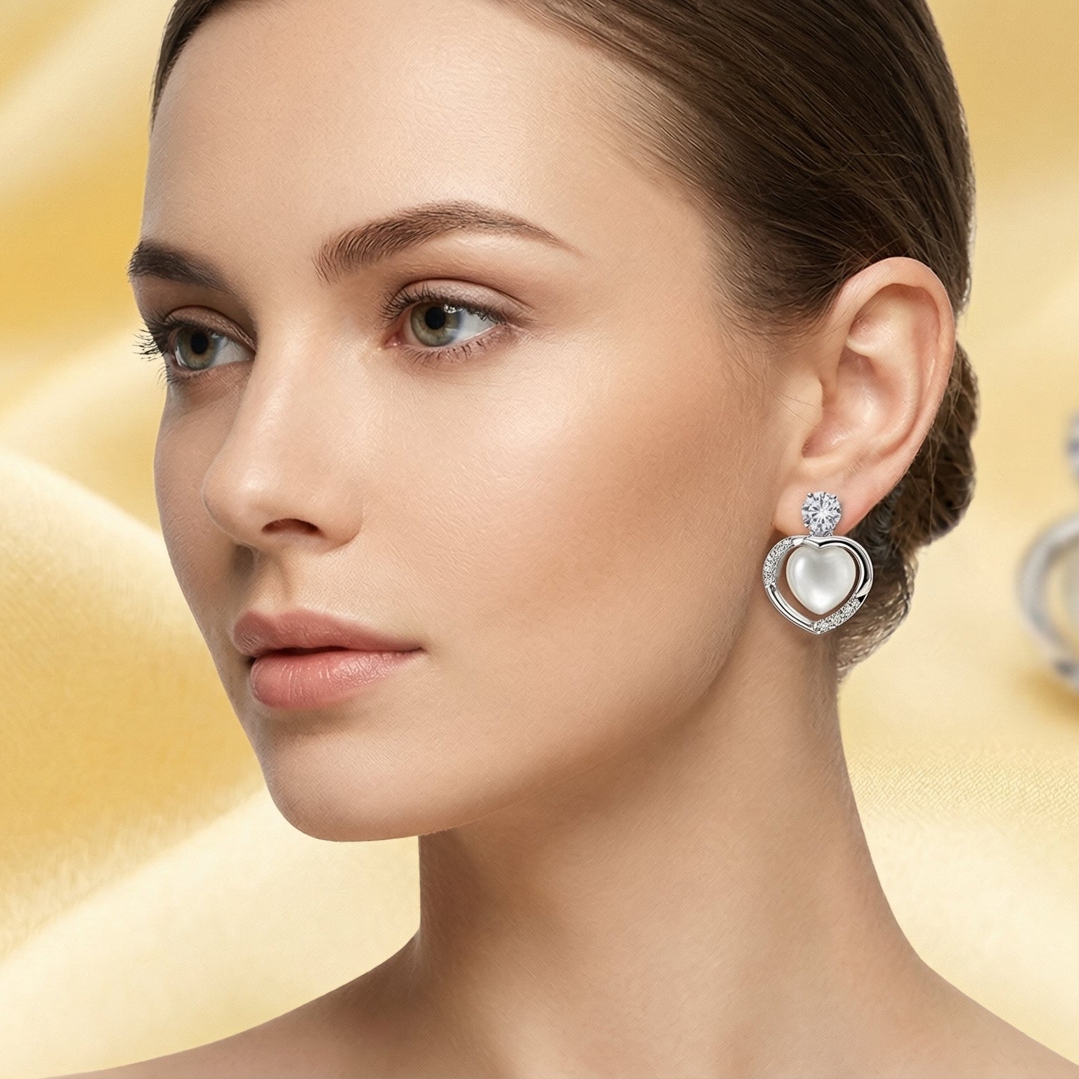 Elegant Heart Crystal Stud Earrings