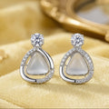 Silver Crystal Halo Drop Earrings
