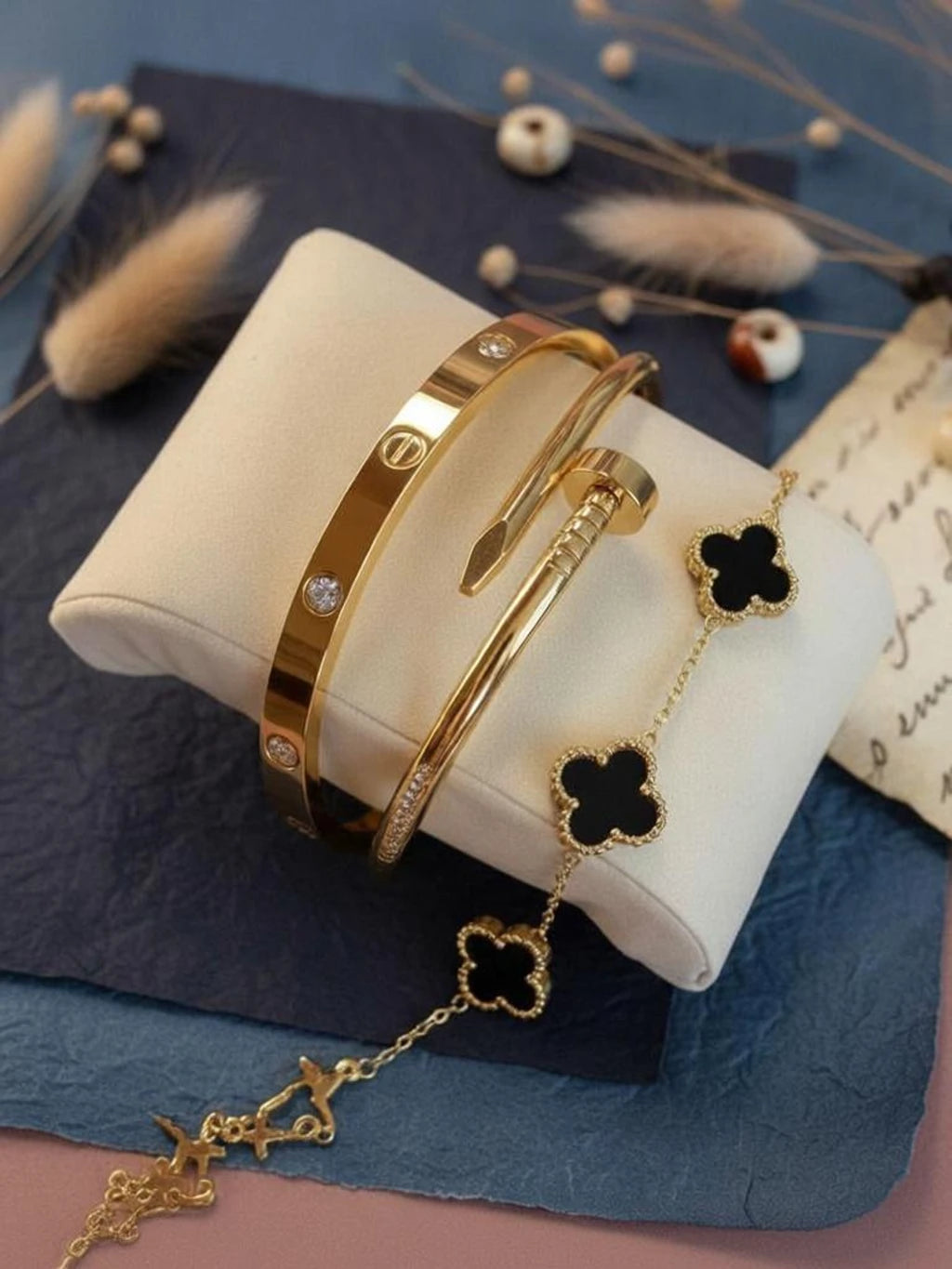 Luxury Gold Bracelet Stack Set – 3 Piece